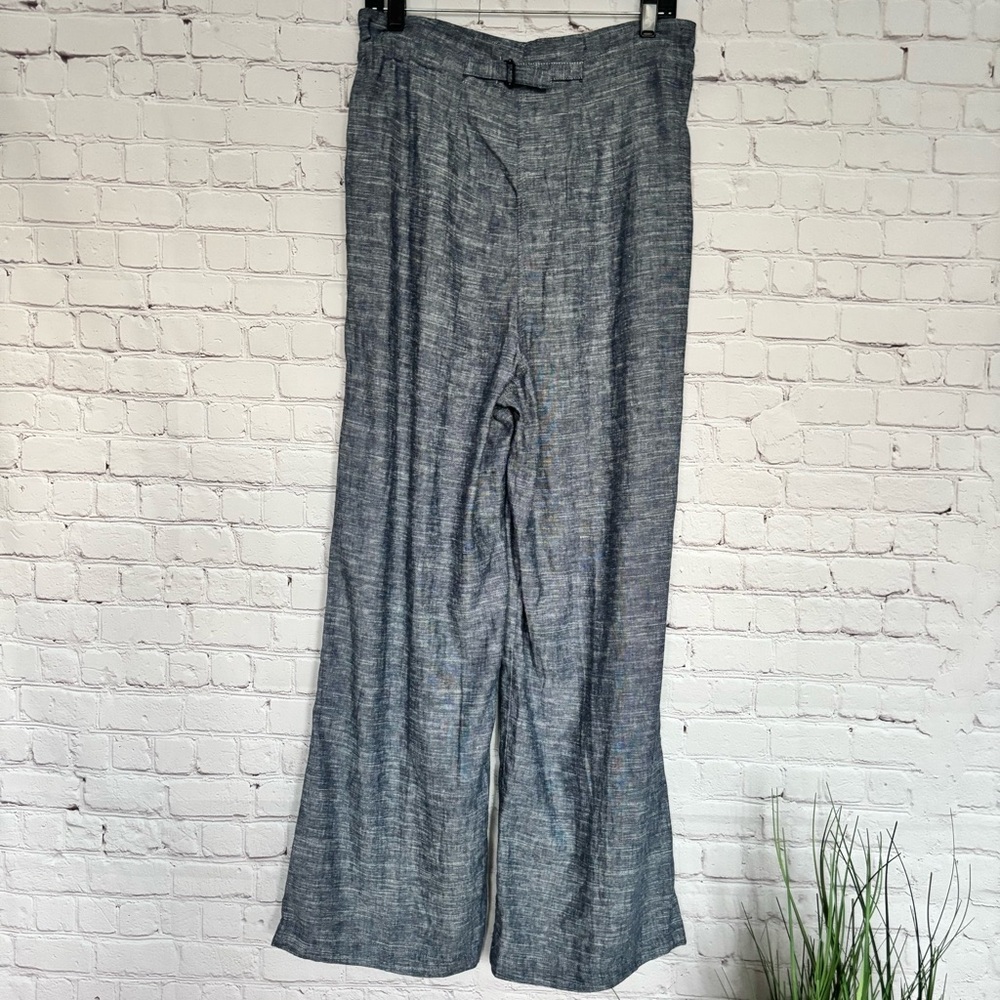 MAX STUDIO Wide Leg Pleated Blue Linen Blend Trousers--NWT--S - Picture 9 of 12